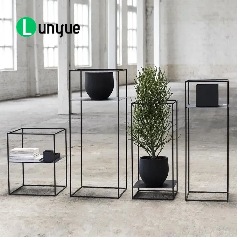 Nordic Wrought Iron Flower Stand Indoor Succulent Frame Modern Creative Balcony Floor Stand Living Room Decorative Shelf for