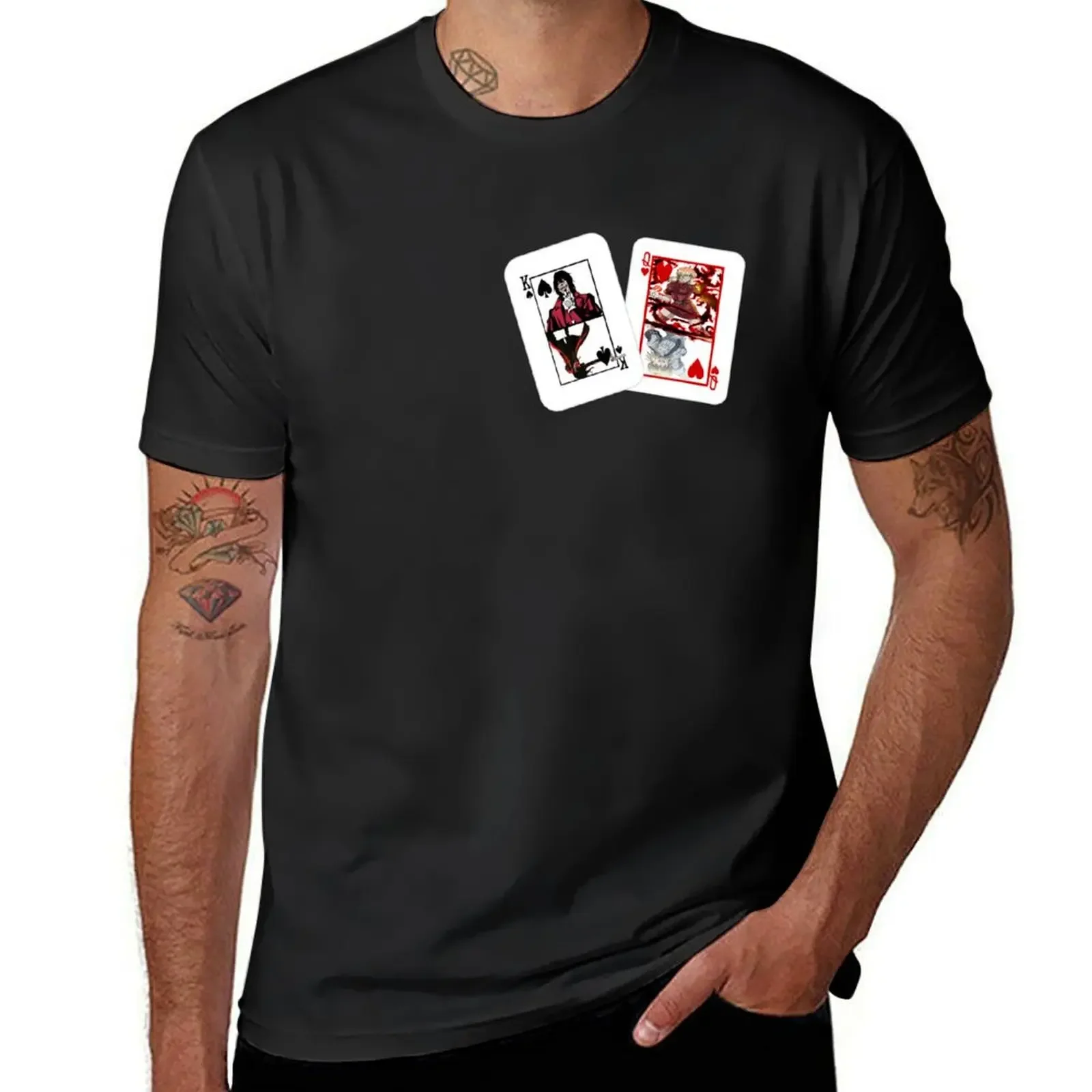 

Hellsing King Queen Playing Card Alucard Seras Victoria T-Shirt graphic tee shirt new edition shirts graphic tee men