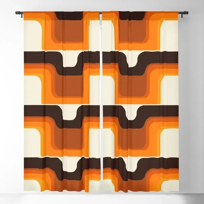 Mid-Century Modern Meets 1970s Orange Blackout Curtains 3D Print Window Curtains For Bedroom Living Room Decor Window Treatments