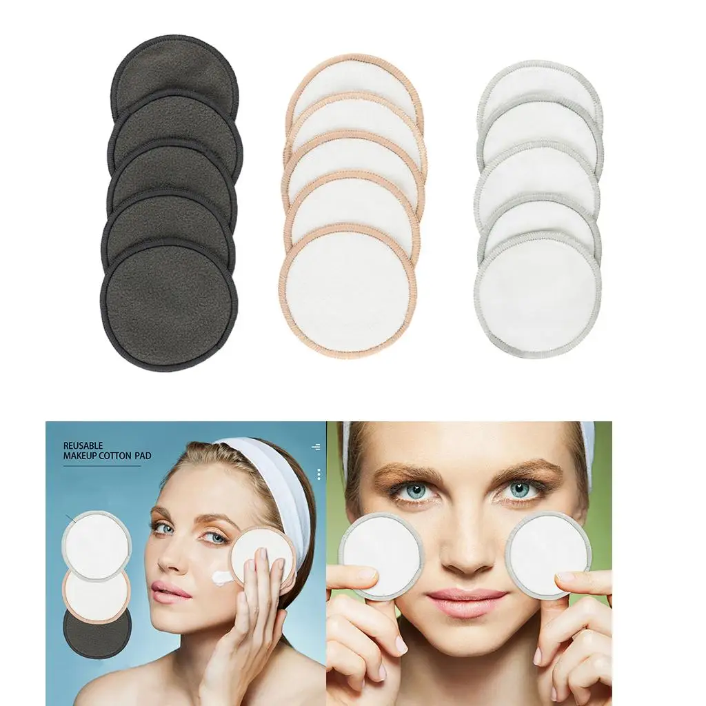 5Pc Soft Bamboo Cotton Reusable Makeup Remover Pads Facial Cleanser Pads Washable Sponges Cleaning Puff for Women