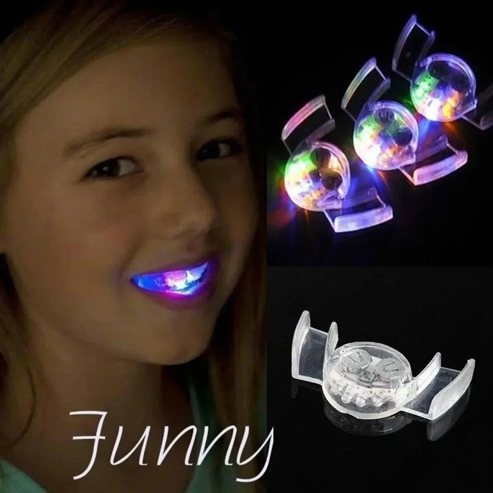 Halloween LED Mouth Braces Light Up Piece Glow Teeth Children Toys Rave Glow Party Tricky Cosplay Luminous Dentures Decor