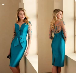 Stylish and elegant luxury Ball Evening dress Short sexy V-neck applique seven-quarter sleeve hip skirt Cocktail Party dress