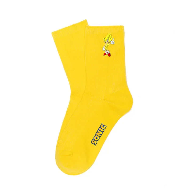 جوارب قطنية بسيطة ملونة للرجال والنساء من Sonic the Hedgehog Anime متوسطة الأنبوب، #5