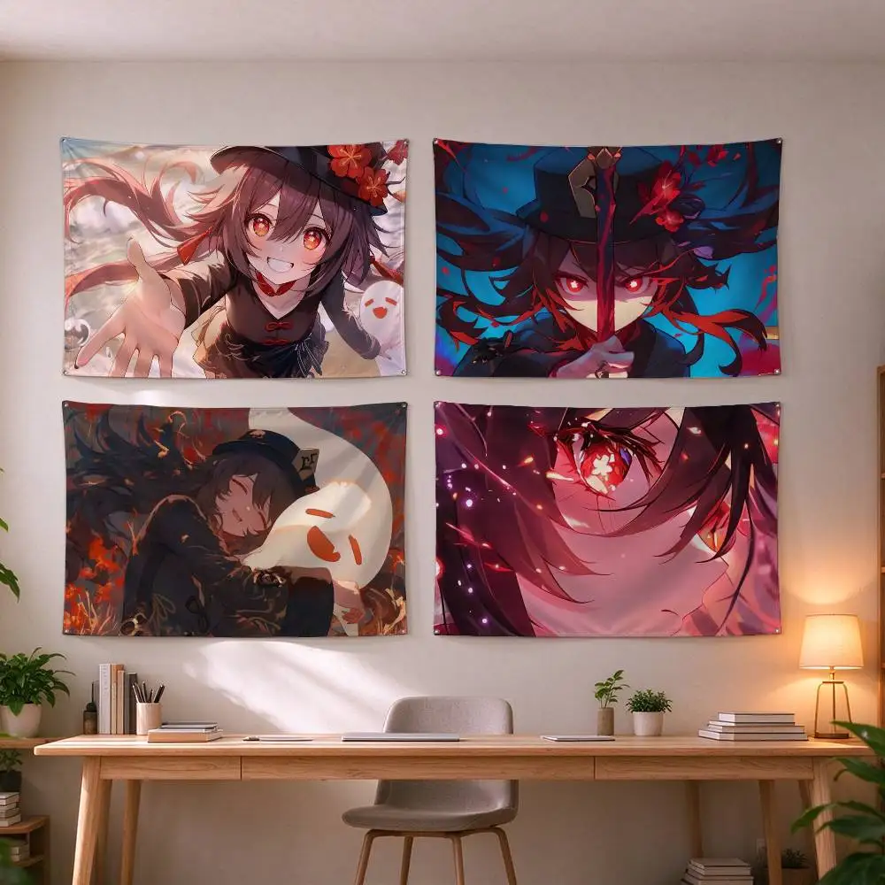 Genshin Impact Hu Tao  Flag Suitable For Party Club Outdoor Interior Wall Decoration Banner Fans Gift