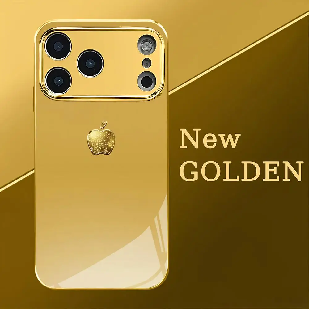 Luxury Luxury Full Gold Mirror Tempered Glass Phone Case For iphone17 16 15 14 13 12Pro Max Anti‑drop Cover Shockproof Lens Protective - Aliexpress Deal