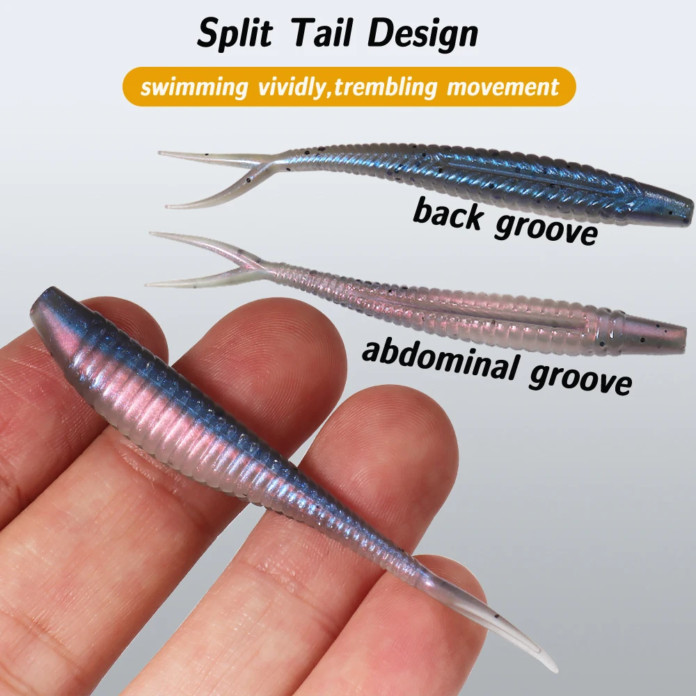 Señuelos swimbait de vinilo con cola en V – Kit completo de pesca - imagen 4