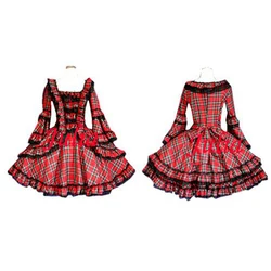 fondcosplay sweet Gothic Lolita Punk Fashion cotton Red grid Dress Cosplay Costume CD/TV[CK343]