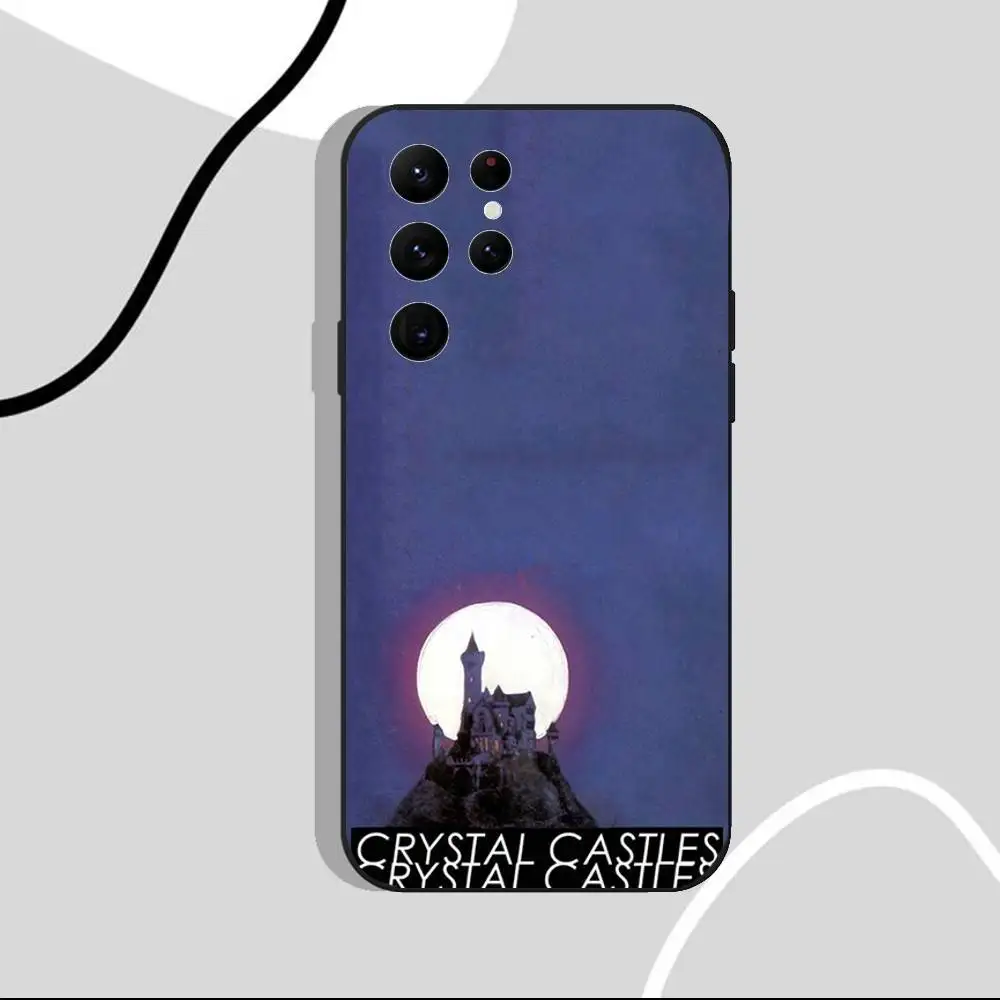 حافظة هاتف كريستال كاسلز باند أليس زجاجية لهاتف سامسونج S25، S24 Ultra، S20، S30 plus، S22 Plus، S23، Ultra 5G غلاف أسود من السيليكون