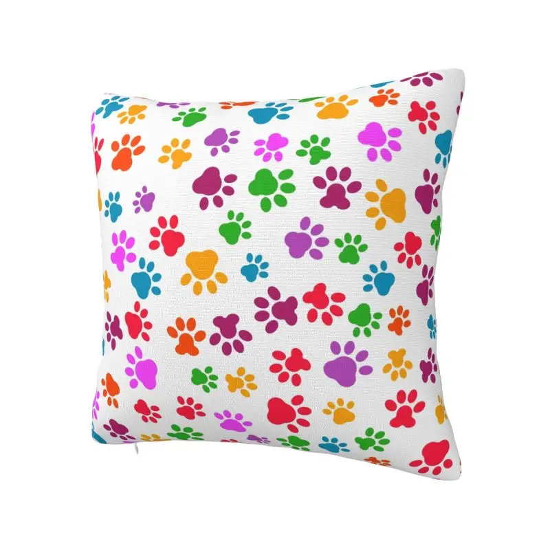 Colorful Animal Footprint Dog Paw Prints Cushion Cover 55*55 cm Velvet Throw Pillow Case for Living Room Bedding Sofa Pillowcase