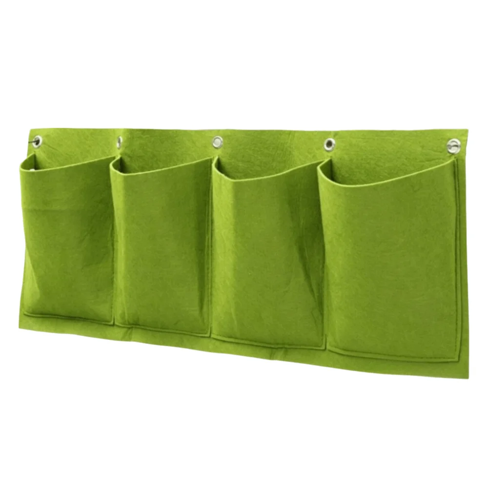 4 Pockets Hanging WallGrow Bag Durable Breathable Non-Woven Fabric Plant Bag Foldable Reusable Flower Growing Pouch Felt Cloth