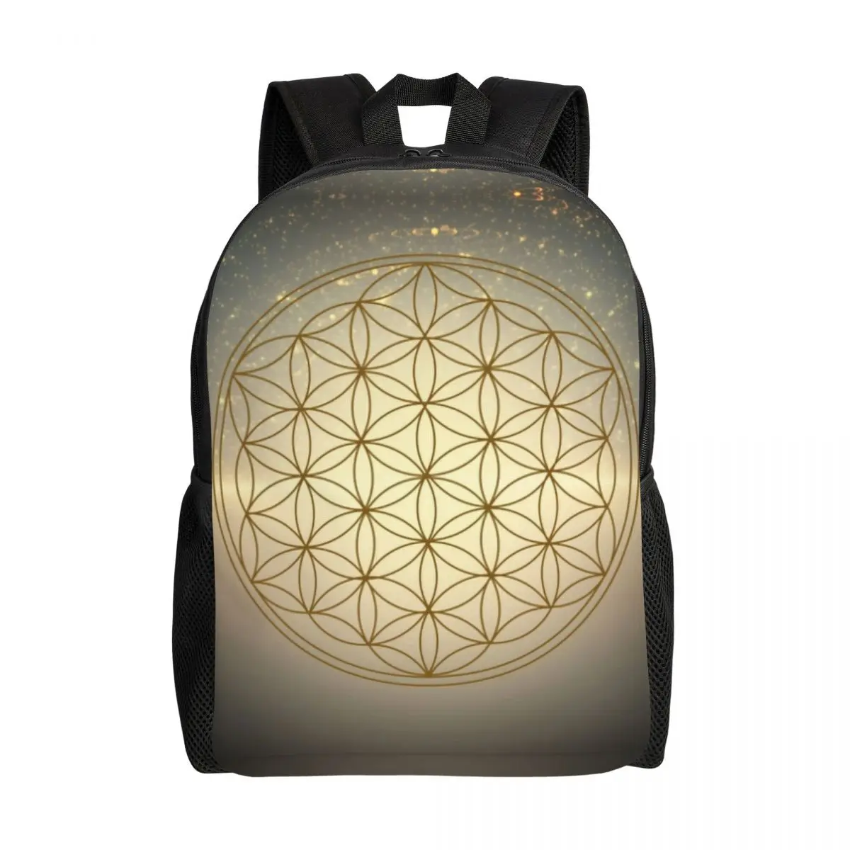 

Flower Of Life Backpack for Men Women College School Students Bookbag Fits 15 Inch Laptop Mandala Buddhism Bags