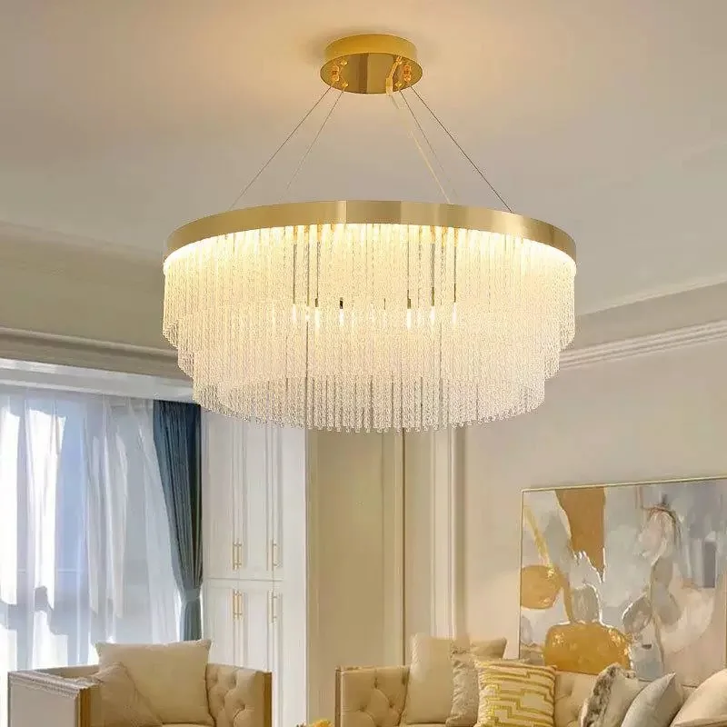

2025 New Crystal Chandelier, Living Room Dining Room Home Decor Lighting, Round/Oval Ceiling Pendant, Hardware Lustre