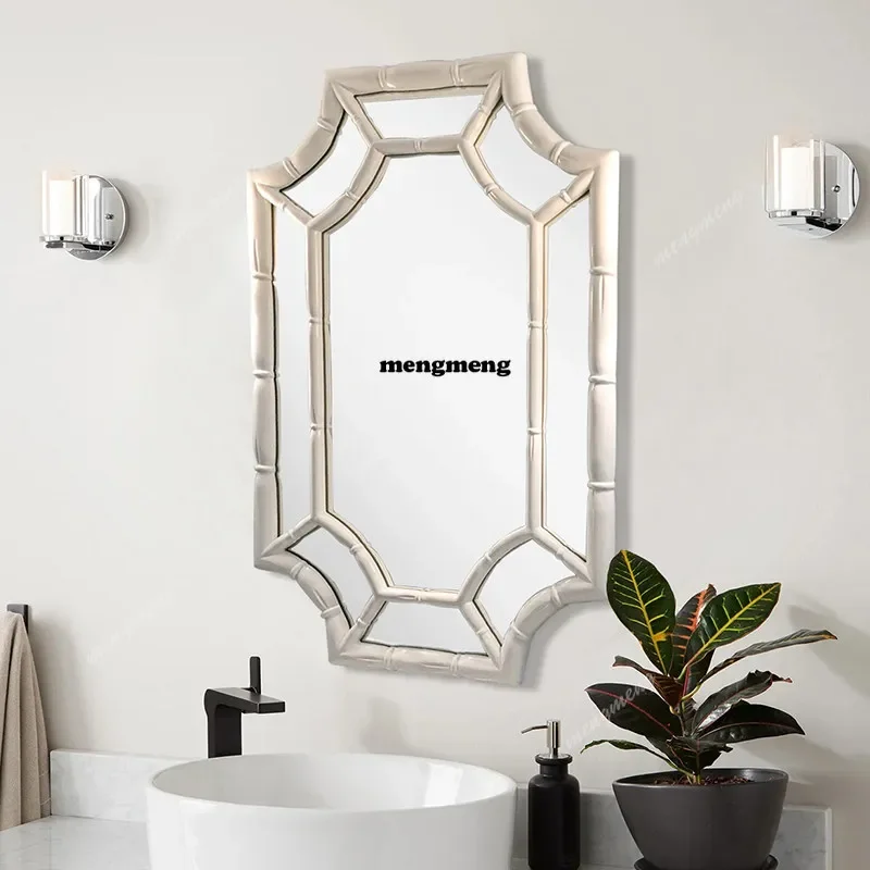 New design Customized French medieval style bathroom mirror bamboo joint new Chinese style bathroom mirror wall hanging makeup m