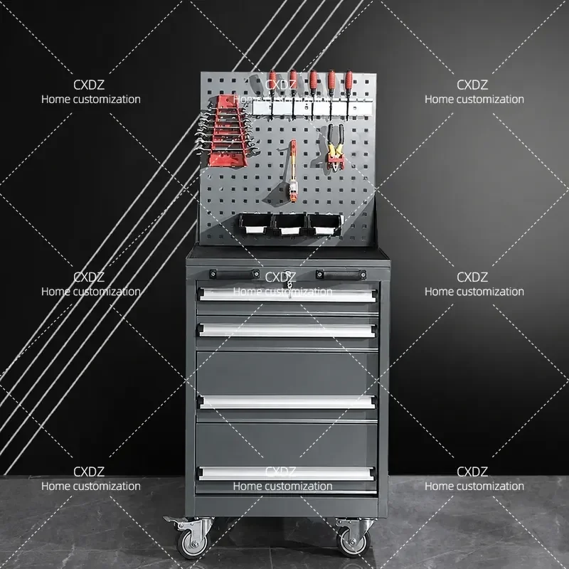 Heavy Duty 4 Drawer Tool Cart Hand Push Hardware Storage Cabinet Multifunctional Rolling Toolbox for Car Maintenance Workshop