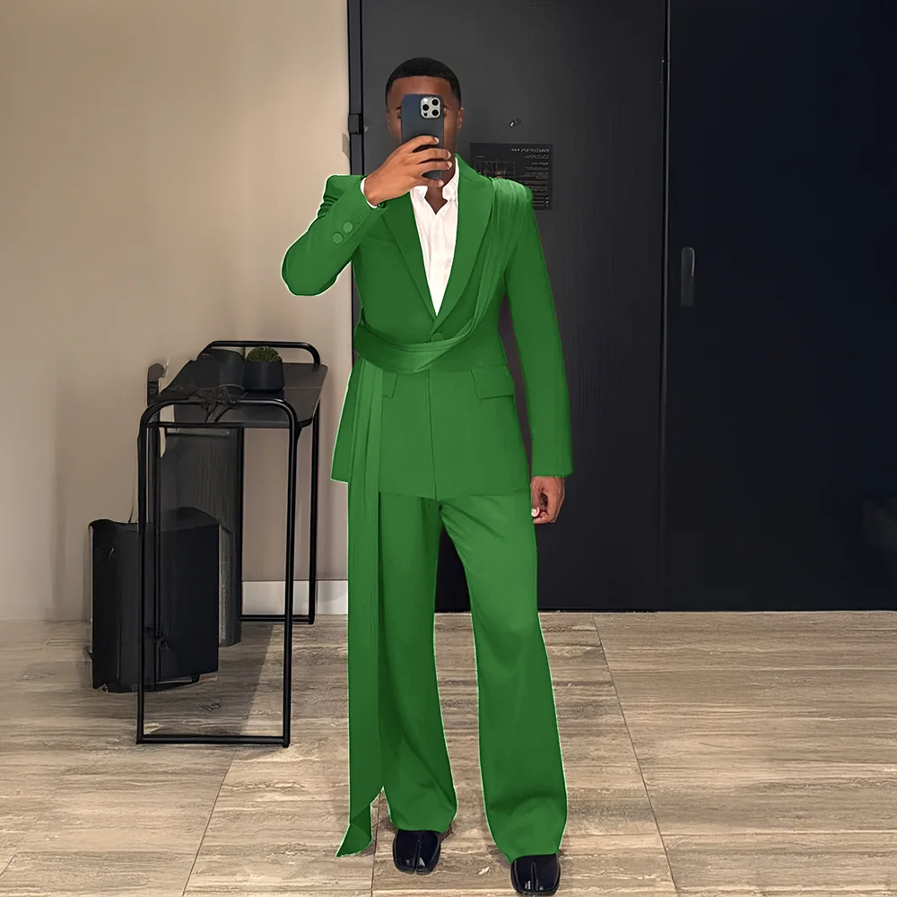 

New Fashion Men's Suit 2-piece Wedding Groom Tuxedo Slim Fit Blazer Pants Formal High-end Party Outfit Men Suit