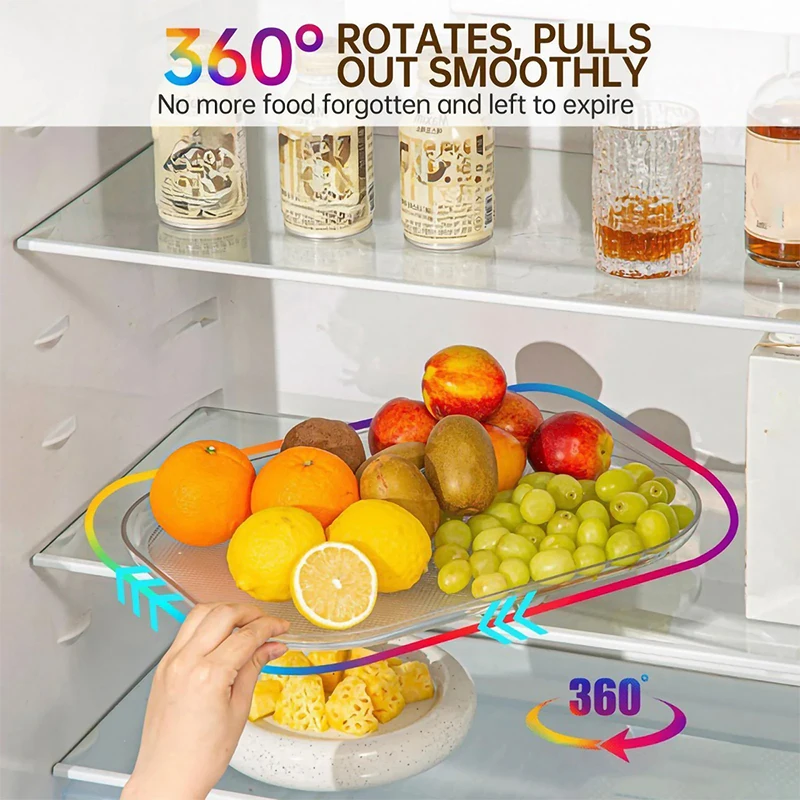 

360° Rotating Tray Lazy Susan Fridge Organizer Turntable Storage Tray Clear Food Storage Organizer Spice Rack Kitchen Organizer