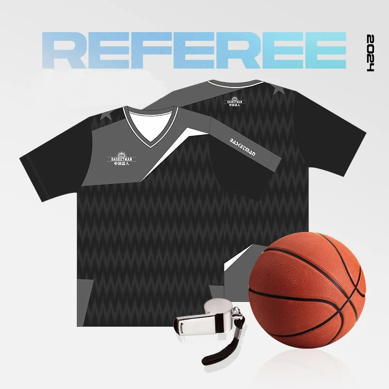 BASKETMAN Customizable Referee T-shirts For Man Full Sublimation Prints Name Number Logo T-shirts Breathable Training Tracksuits