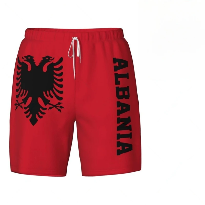 Fashion Albania Flag Beach Shorts Summer Casual Men Women 3D National Emblem Printed Short Pants Loose Quick Dry Swim Trunks