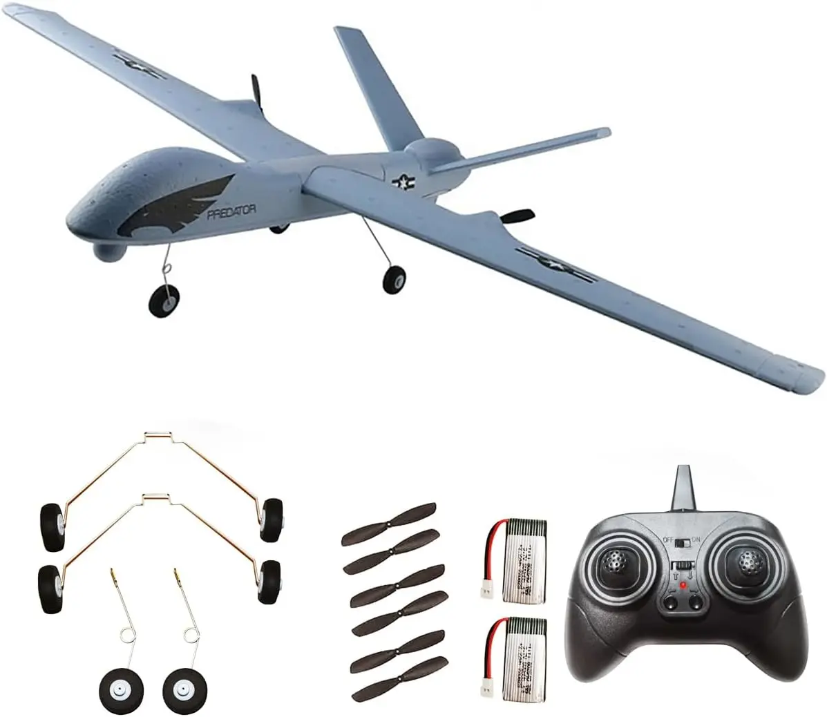 RC Plane Remote Control Airplane - 2.4Ghz 2 Channels DIY RC Predator Aircraft with 3-Axis Gyro for Beginner RC Plane with 2 Batt
