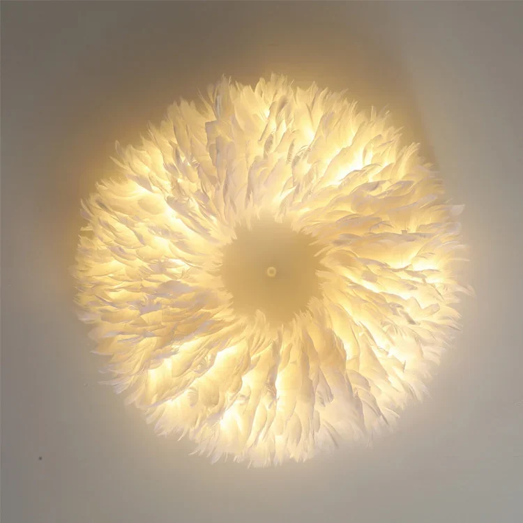 Nordic feather ceiling lamp creative modern simple living room warm romantic children's room Bedroom lamp