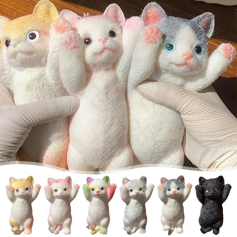 1pcs Big Kitty Squeeze Toy Mochi Toy Hand Relax Stress Release Cat Taba  Silicone Fuzzy Super Big Cat Kitten Handmade Gift