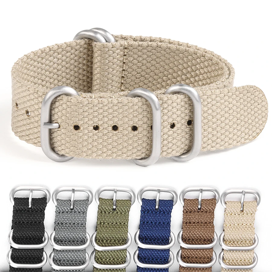 Nylon Watch Band Soft Linen Strap 20mm 22mm for Military Men Fabric Replacement Premium Quality Watchband Accessories for Rolex