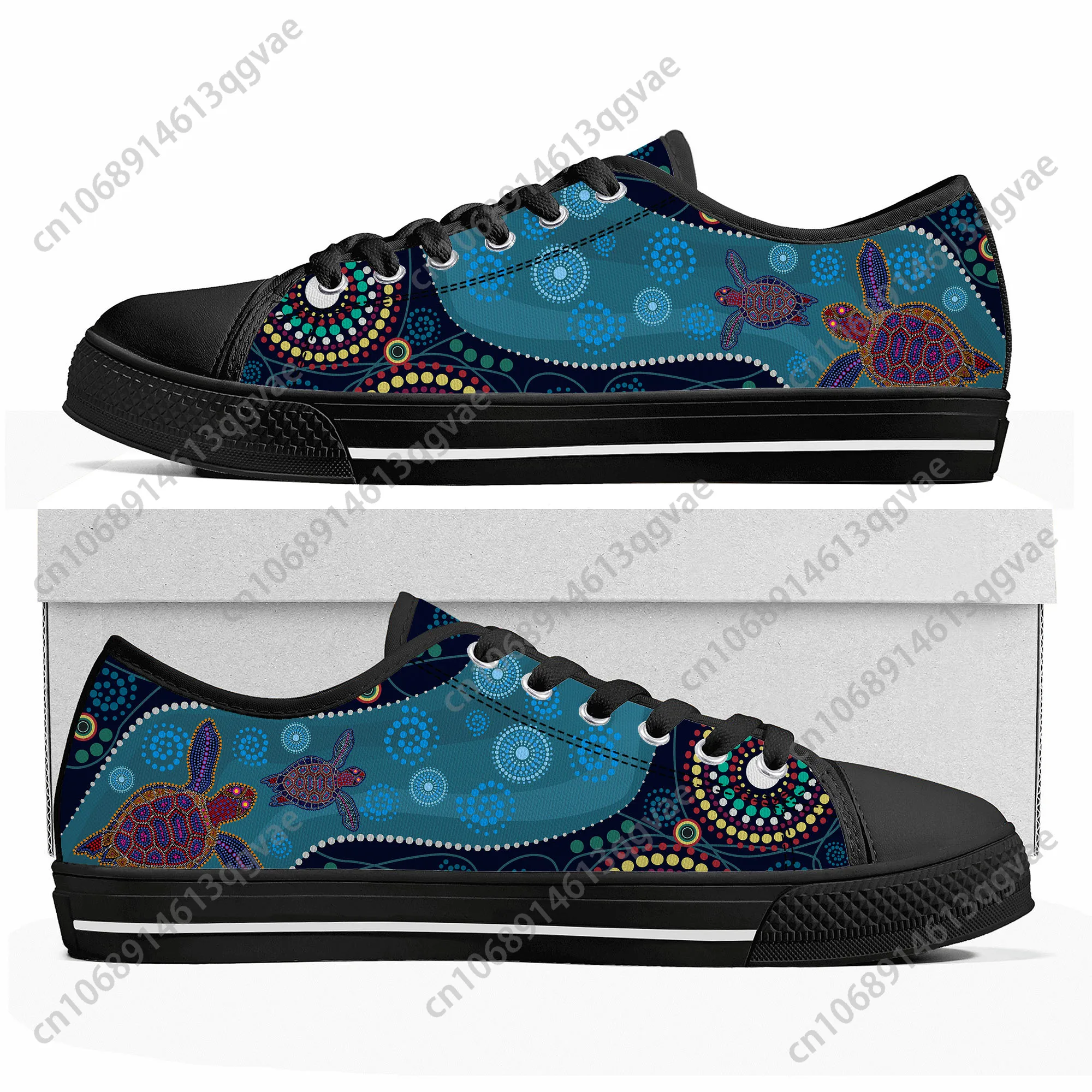 Australia Aboriginal Turtle Indigenous Art Design Low Top High Quality Sneakers Mens Womens Teenager Canvas Sneaker Custom Shoes