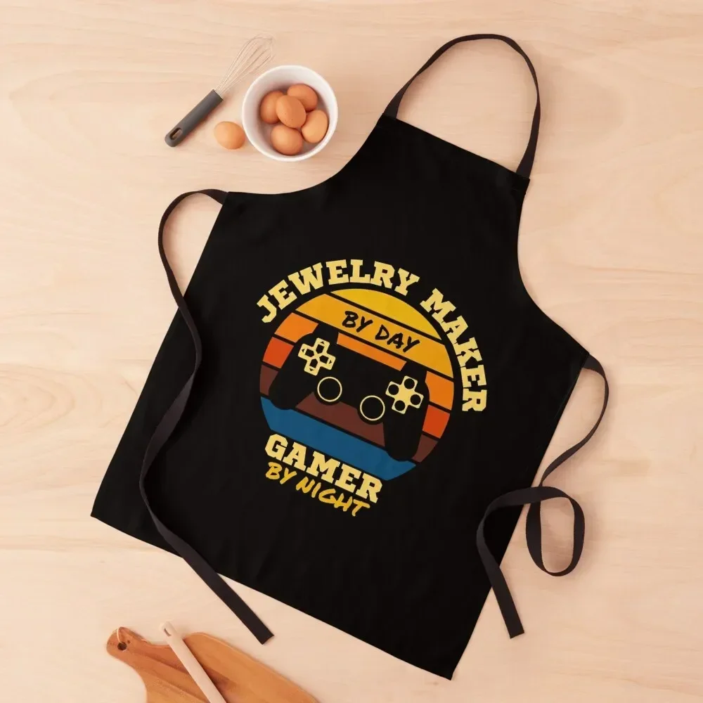 

Funny Jewelry Maker Gaming Vintage - video games lovers Apron with pockets cook wear Apron