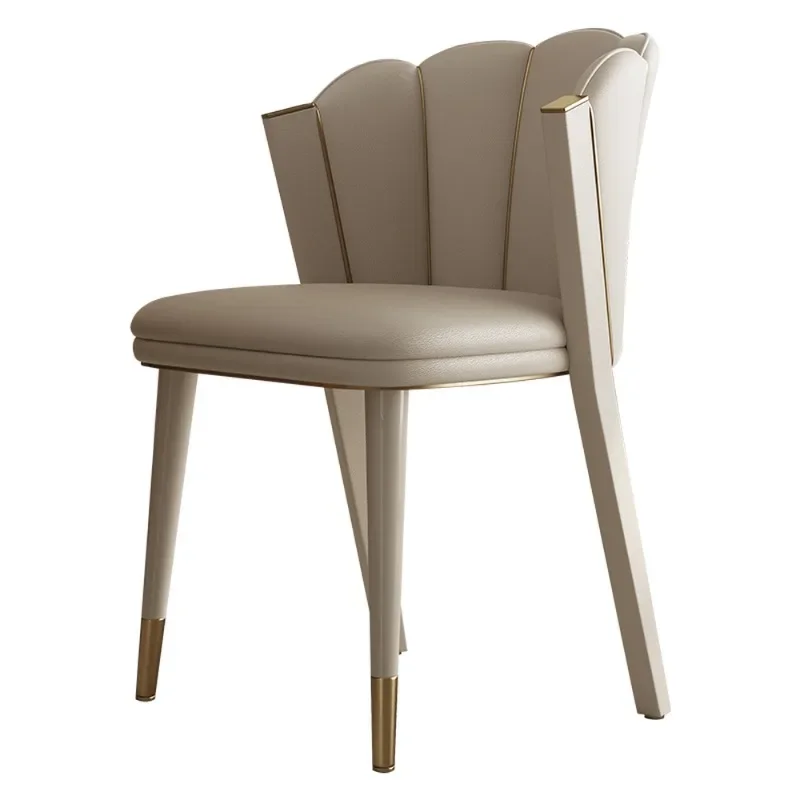 Leather dining chair, Italian minimalist light luxury family back chair