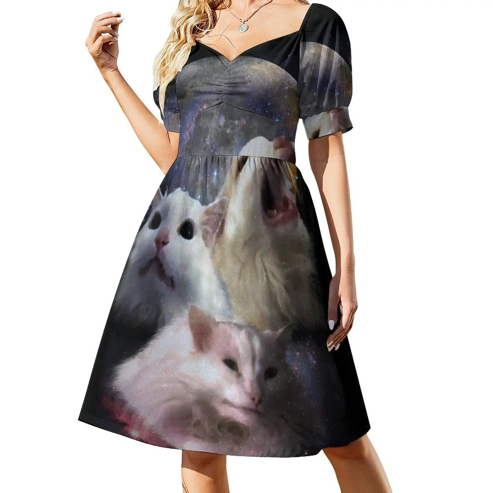 Triple Thurston Moon Cats! Short-Sleeved Dress sexy dress Dresses luxury woman evening dress Dresses for wedding party