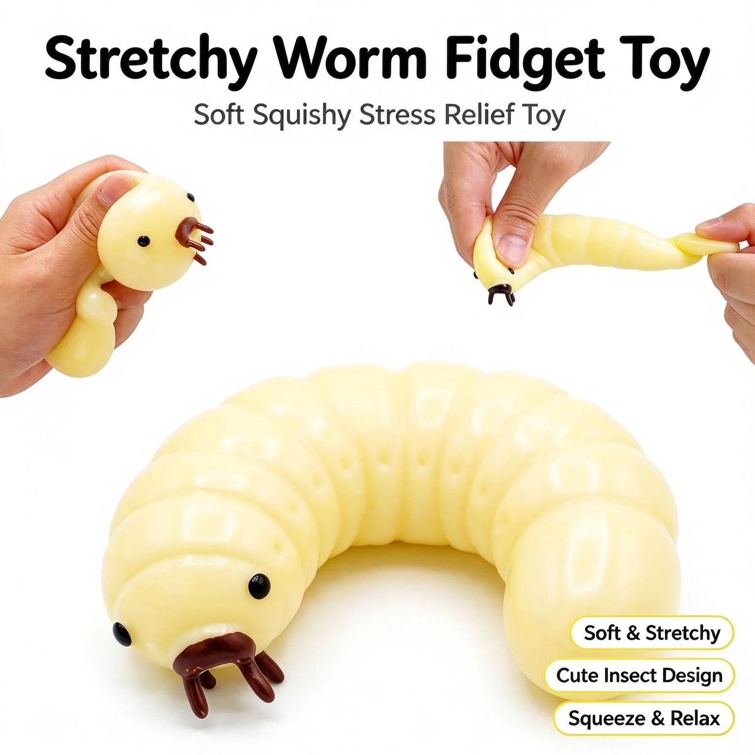 Animal Stress Relief Toy - Worm Funny Kneading Fidget Sensory Play Anxiety Relaxation For Children&Adult Toy