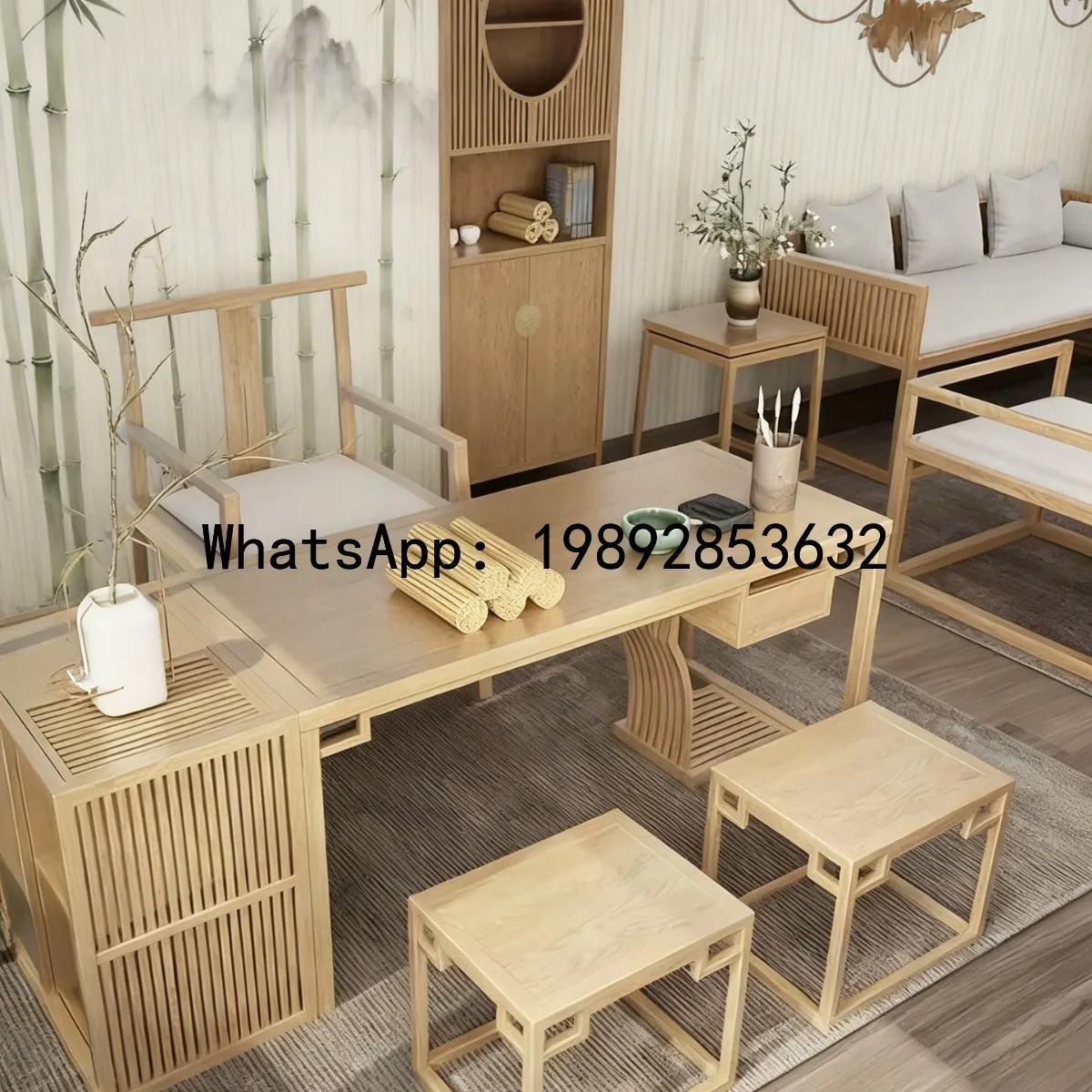 Hys new chinese style study calligraphy desk hotel solid wood writing desk homestay furniture