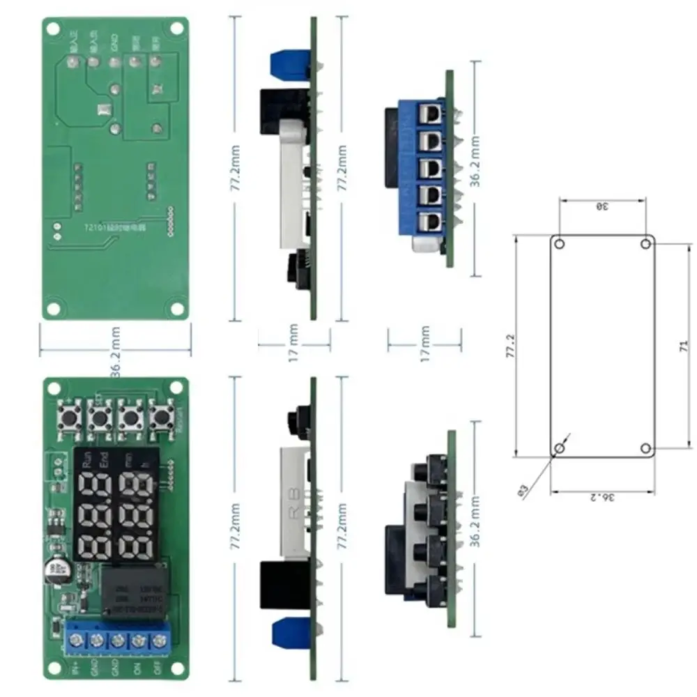 

T2101 DC12V 1-channel Dual-mode Direct Output Type Programmable Time Controller Dual LED Display Screen Time Delay Relay Module