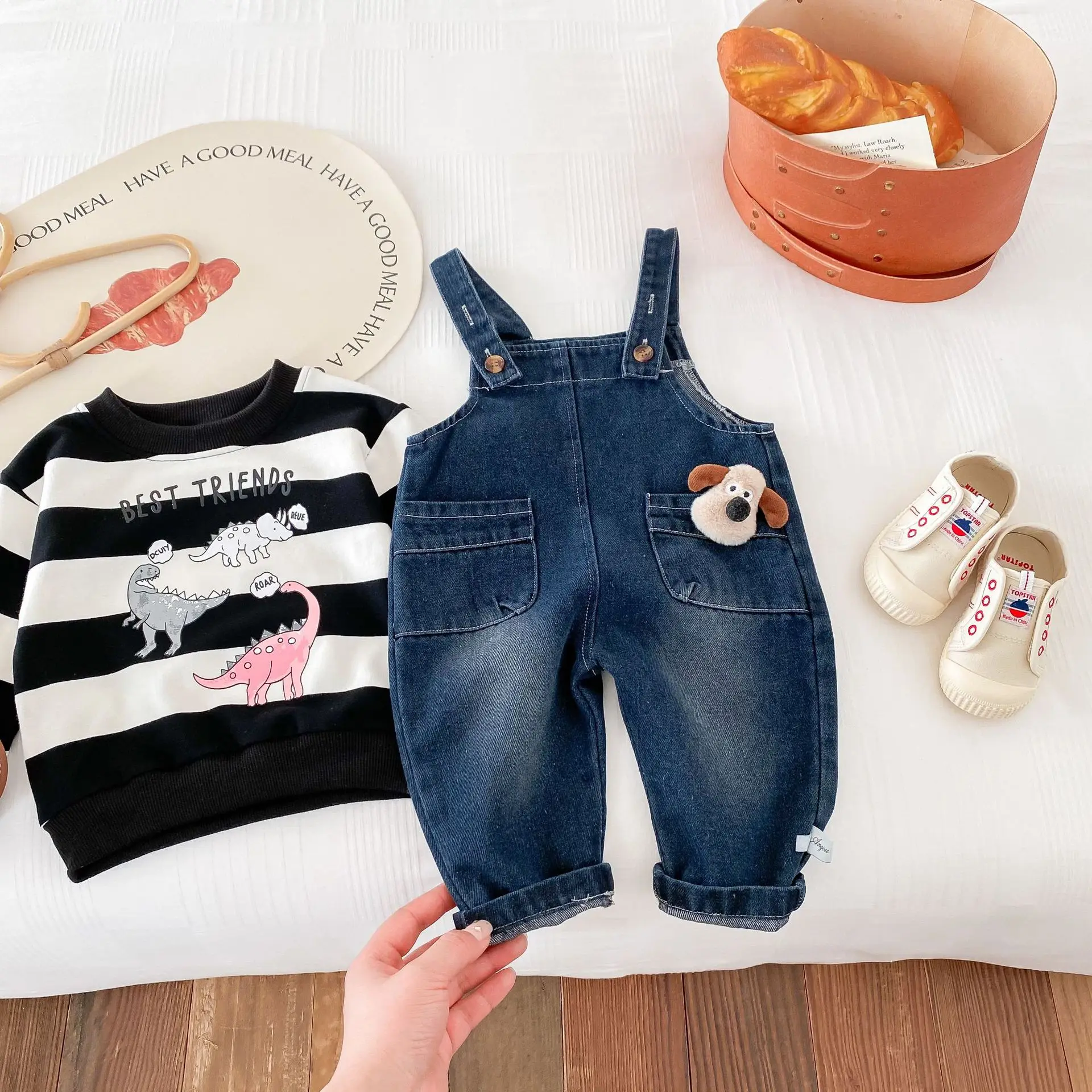 Autumn Baby Denim Overalls Denim Jumpsuits For Boys And Girls Sleeveless Rompers Kids Onepiece Fashion Baby Clothing