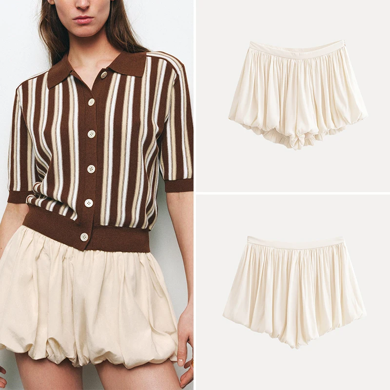 

Street Sle Balloon Bloomers Women's Faionable Spring 2025 Polyester Fiber l Waist ort Length Casual Pants