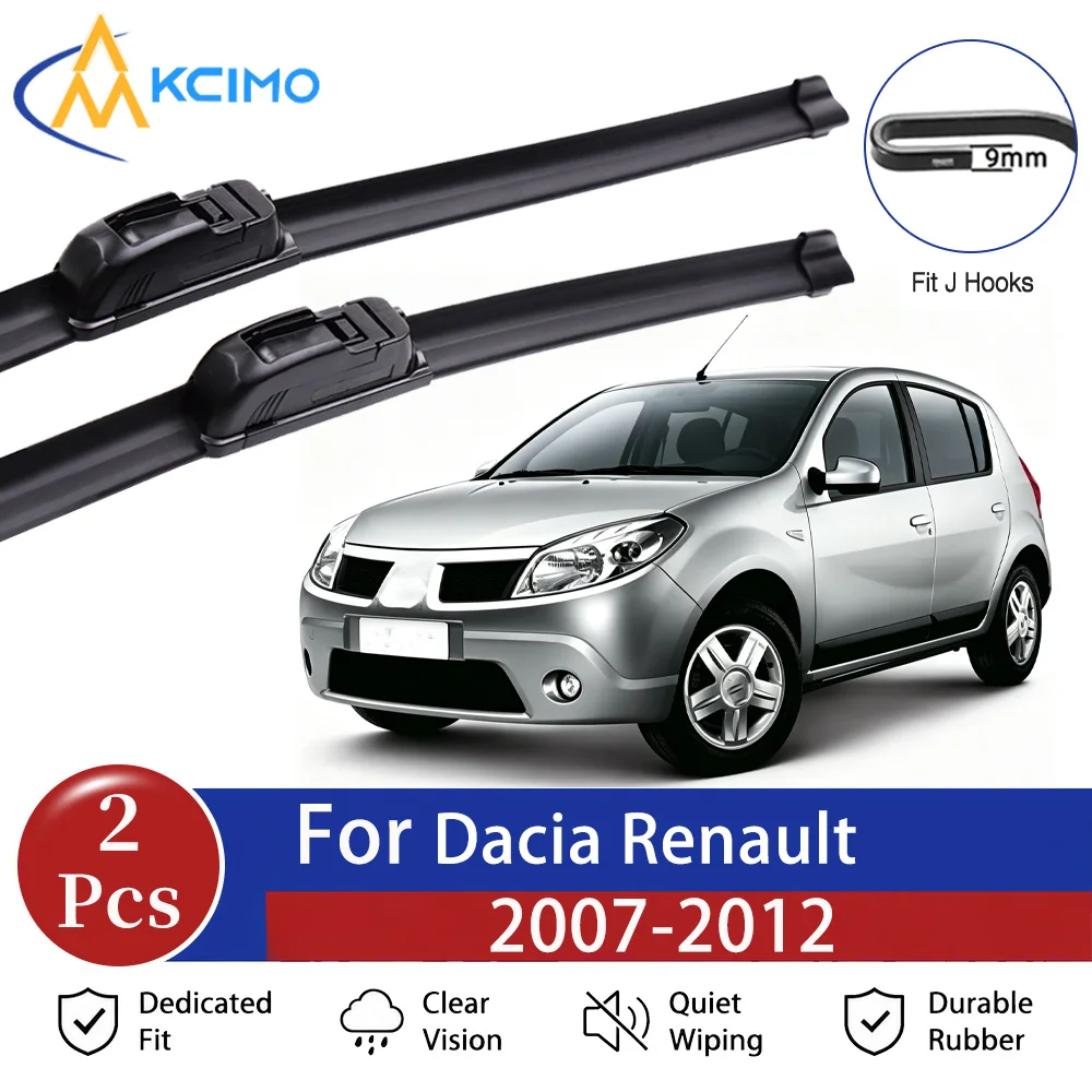 

21"+20" U-type Soft Rubber Wiper For Dacia Renault Sandero MK1 2007-2012 Quiet Durable HD Cleaning Car Windshield Wiper