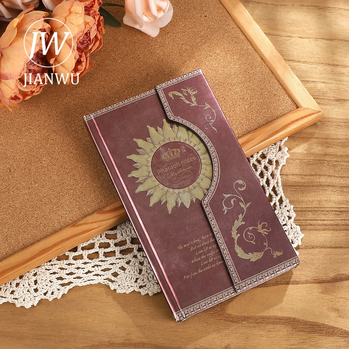 JIANWU Magic Note Series A6 Magnetic Claspvintage Sunflower Cover Coloring Page Notebook Creative Student Supplies Stationery