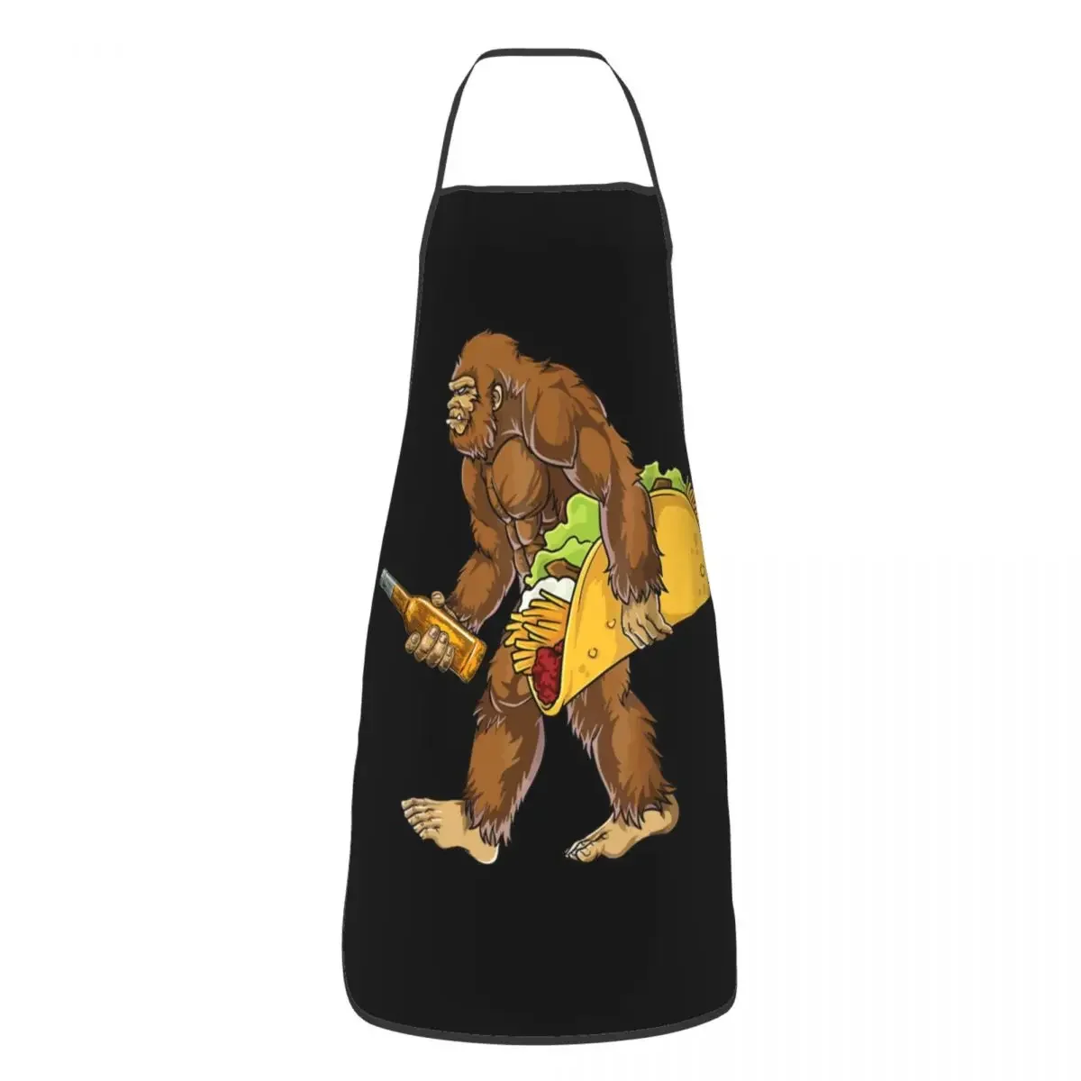 Unisex Bigfoot Carrying Taco And Beer Bib Apron Adult Women Men Chef Tablier Cuisine for Kitchen Cooking Gardening