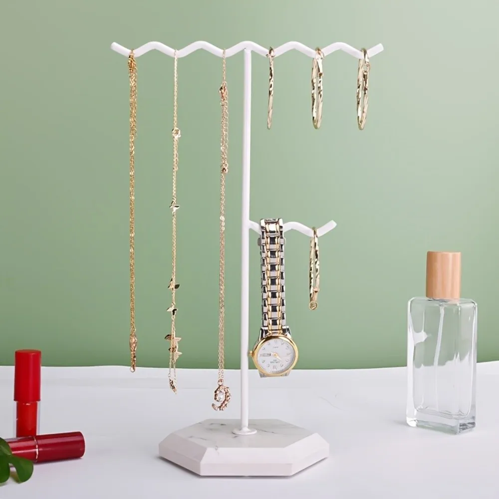 Wave-Shaped Top Metal Jewelry Organizer Creative Decorative Necklace Holder Space Saving Modern Jewelry Display Stand Bedroom