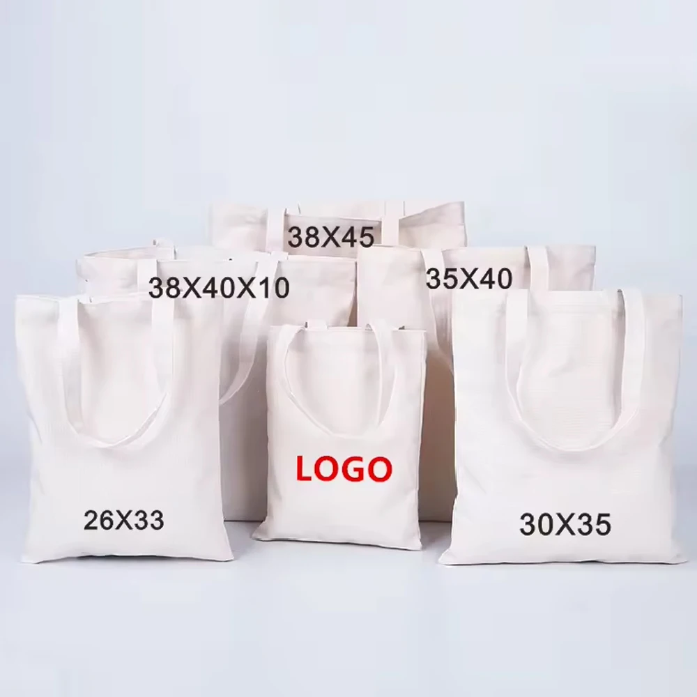 

100pcs 35*30cm Custom Handmade Diy Painting Shopping Reusable Blank Cotton Heavy Duty Beige Printable Canvas Tote Bags
