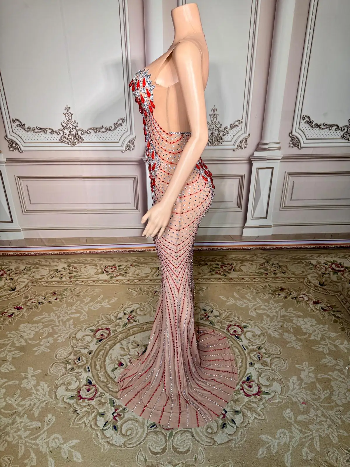 ZD Sparkly Fancy Strass Sheer Mesh Skinny Halter Dress Elegante festa di compleanno Abito da sera Club Prom Servizio fotografico Wear shuc