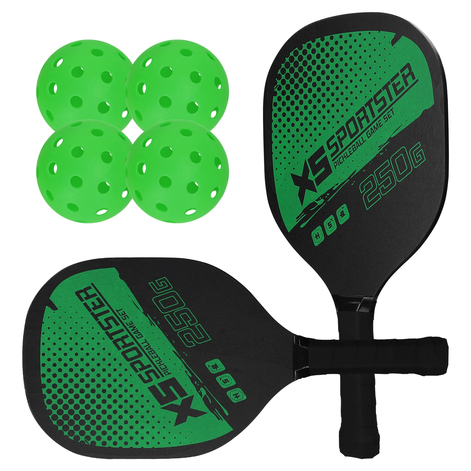 Pickleball Rackets Set Pickleball Paddle Set of 2 Rackets & 4 Pickleballs Balls Pickle-Ball Racquet with Balls Sports Accessory