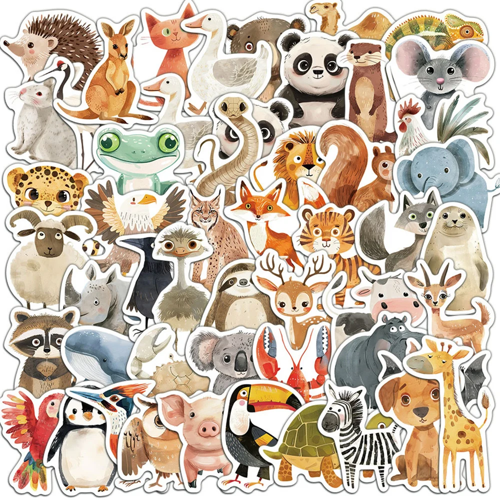 10/30/50pcs Cute Cartoon Childrens Book Paintings Animals Graffiti Stickers Laptop Phone Fridge Aesthetic Sticker for Kids Toys