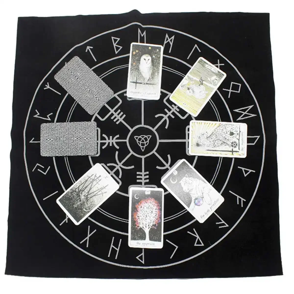 4 Types 49x49cm Tarot Tablecloth Triple Moon Pentagram Pagan Altar Tarot Cloth Velvet Black