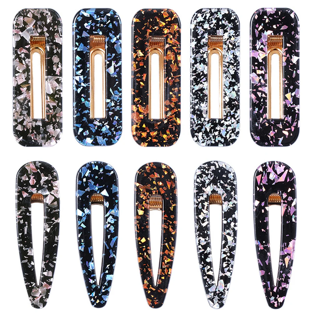 

10Pcs Acrylic Marble Hair Pins Geometric Shape Marbling Hollow Clips for Ladies Daily Life Meeting Gift Marble Hairpin