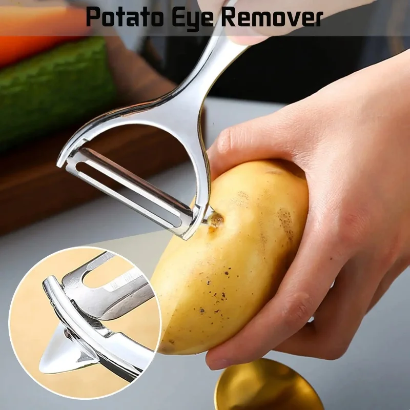 1set Fruit Vegetable Peeler Stainless Steel Multifunctional Handle Peeling Knife Potato Apple Carrot Scraper Home Kitchen Tools