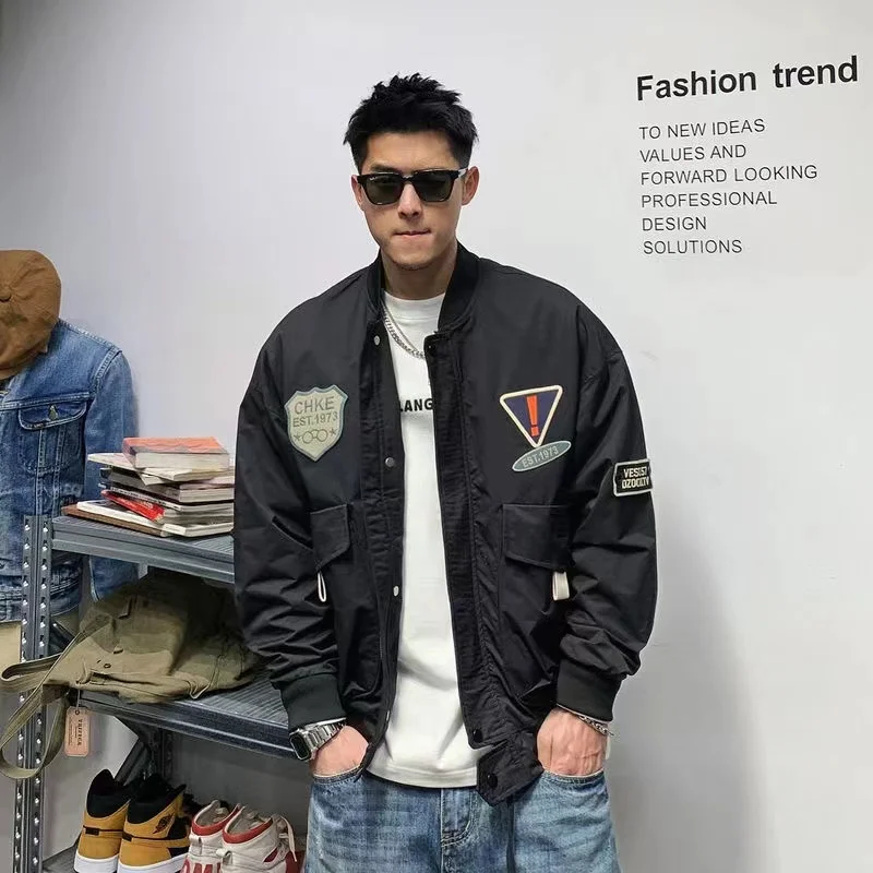 

Uniform Men'S Jacket Baseball Spring Autumn High-End American Bomber Jacket Fashion Casual Men'S Clothing Men'S Zipper Coat