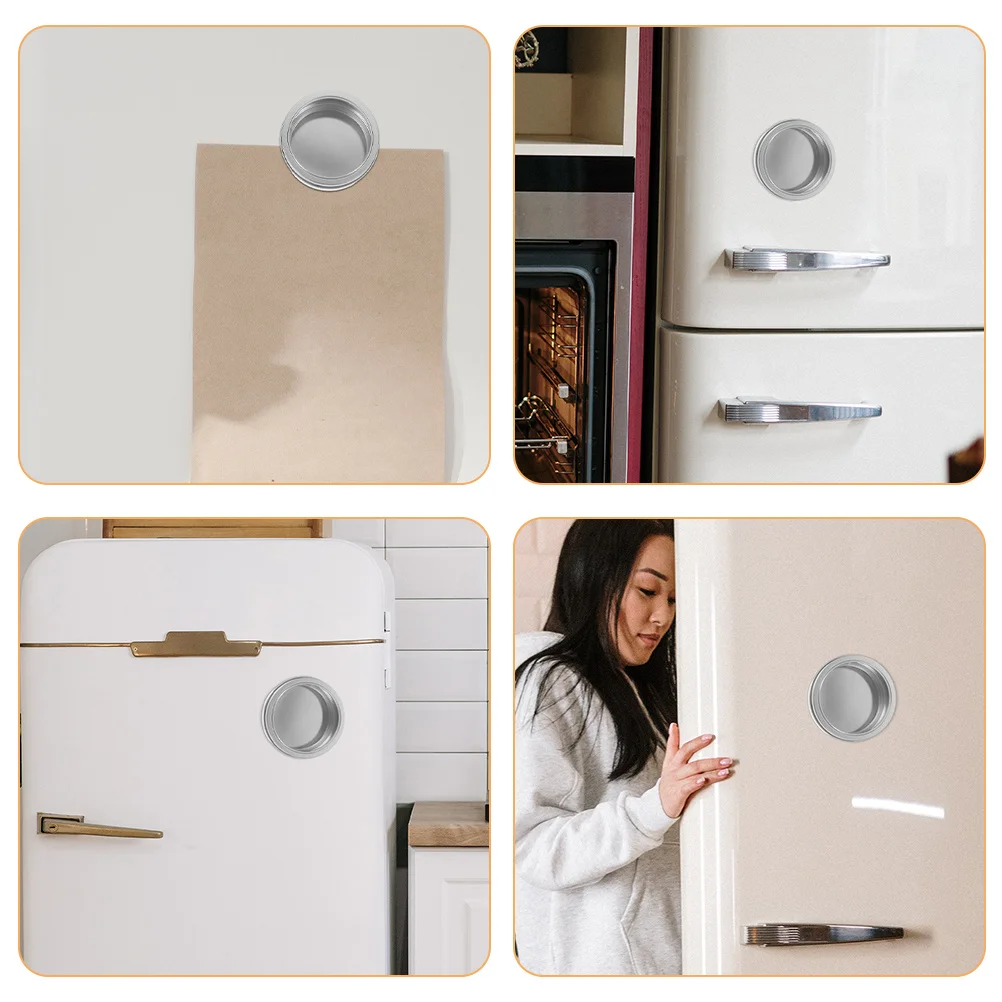 

4Pcs Magnetic Spice Organiser Tinplate Containers 9cm Diameter Clear Lid Magnetic Base Kitchen Pantry Storage Grains Organiser