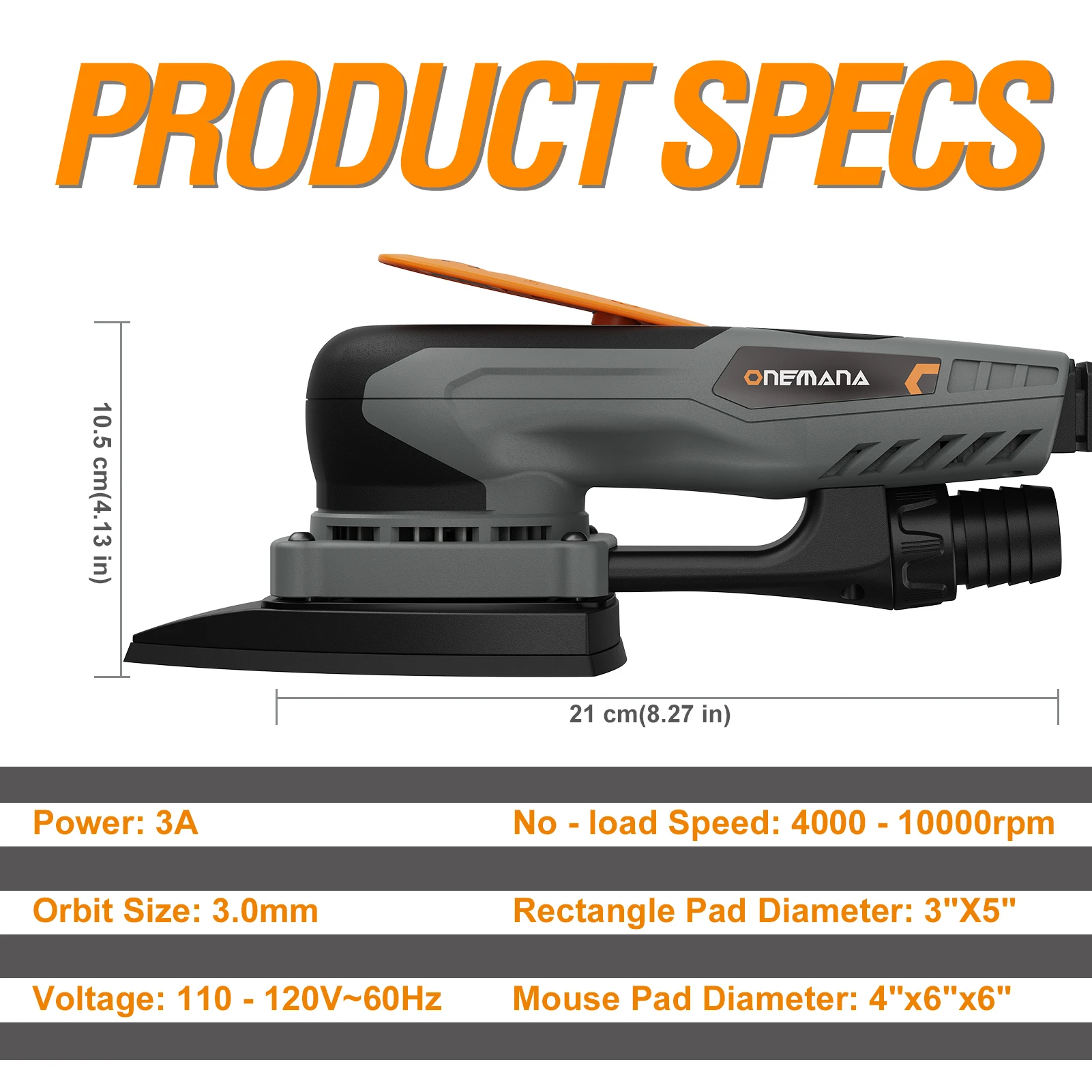 2-in-1 Detail Sander & Palm Sander, Brushless Electric Orbital Sander with 4000-10000 OPM, Dust Collection, 20PCS Sandpapers for Woodworking & Tight Spaces, Ergonomic Symmetrical Design