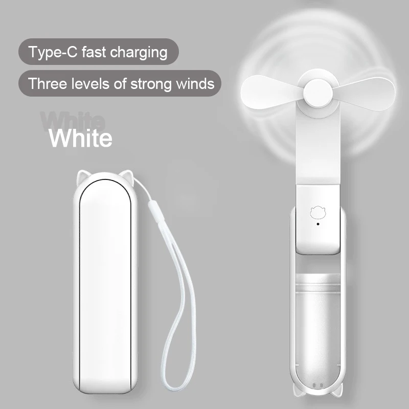 Ventilador pequeño plegable, portátil y de alta potencia, miniventilador portátil, recargable, con carga USB